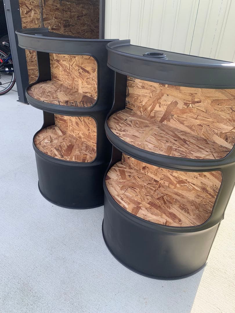 ☆☆☆ドラム缶　リメイク　ラック　2台セット　ブラック ☆☆☆