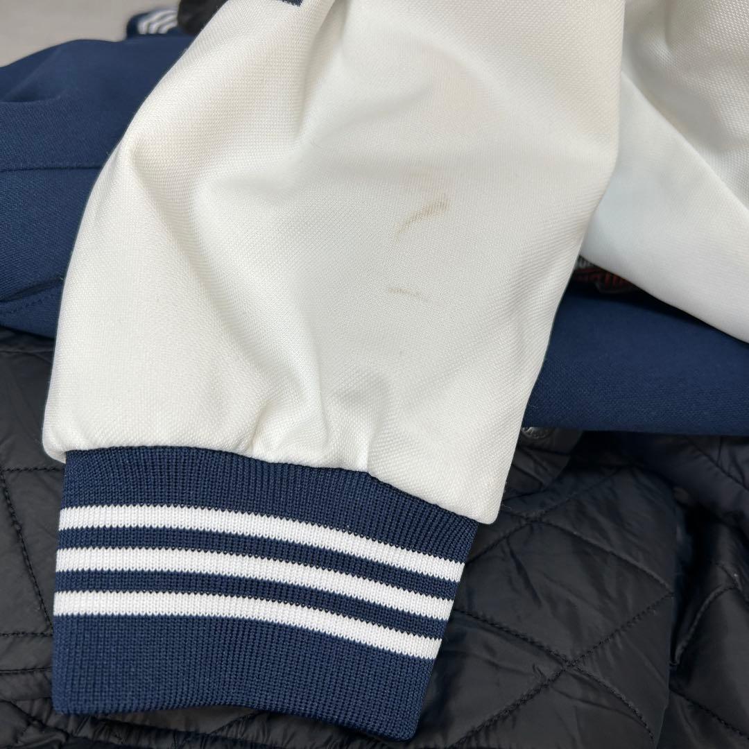 【アディダス】スタジャン　ネイビー白　トレフォイル　デカロゴ　刺繍F2