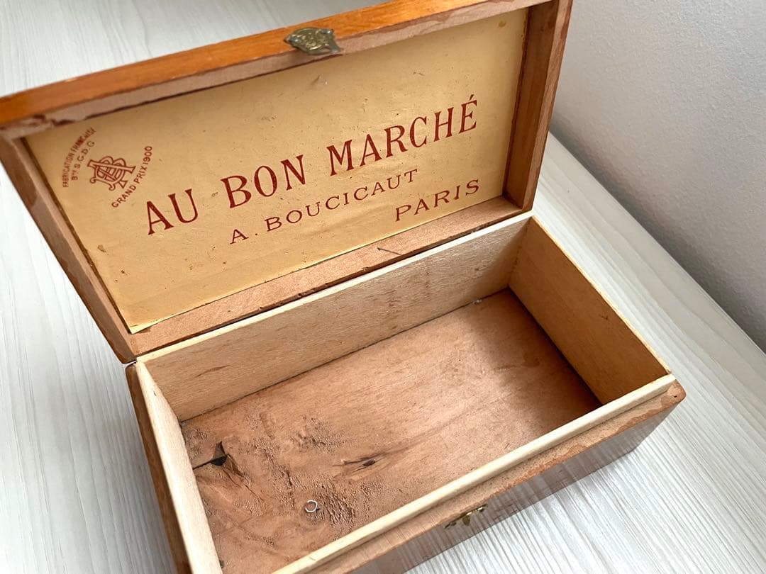 フランス　アンティーク　木箱　BON MARCHE 手芸　ボックス　小物入れ