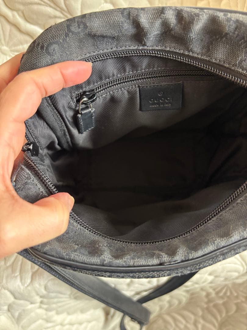 【訳あり】GUCCI GG柄 ブラック ナイロン ショルダーバッグ