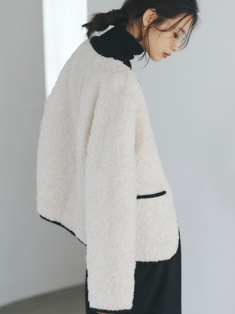 1 即日発送 新品 anuans ECOPELパイピングボアジャケット IVO