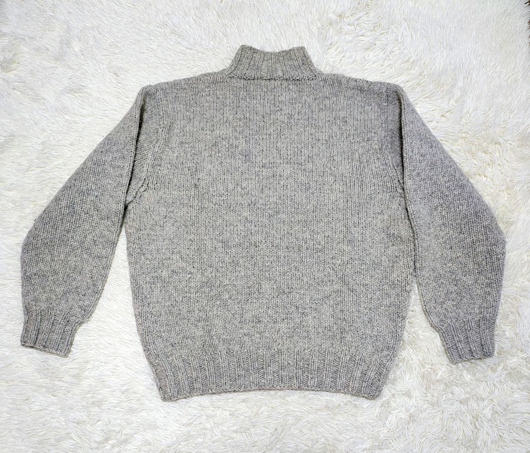 美品 パパス Papas グレー　ニット セーター タートル 刺繍　 ローゲージ