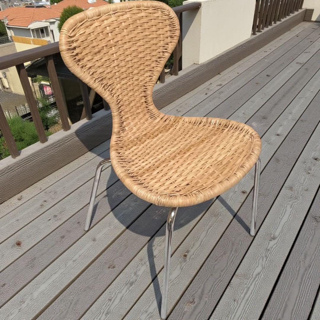 【美品】 ÄLVSTA エルヴスタ チェア　籐　ラタン　クロムメッキ IKEA
