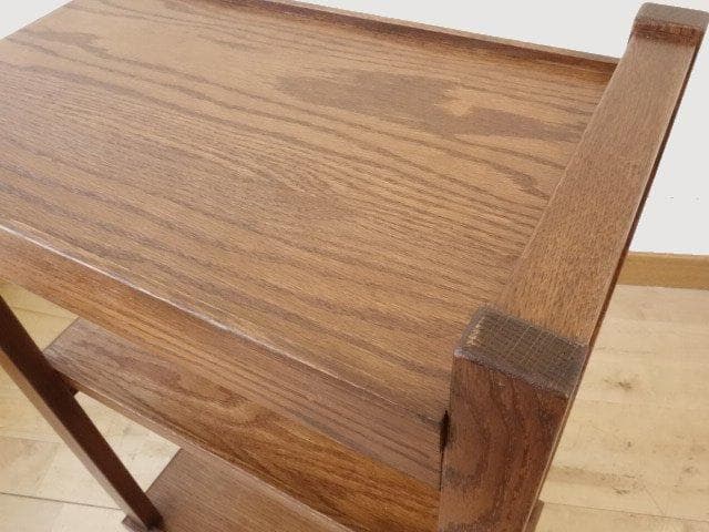 北海道手作り家具　ナラ材　木製　ワゴン引出付　勇峰工芸（新）