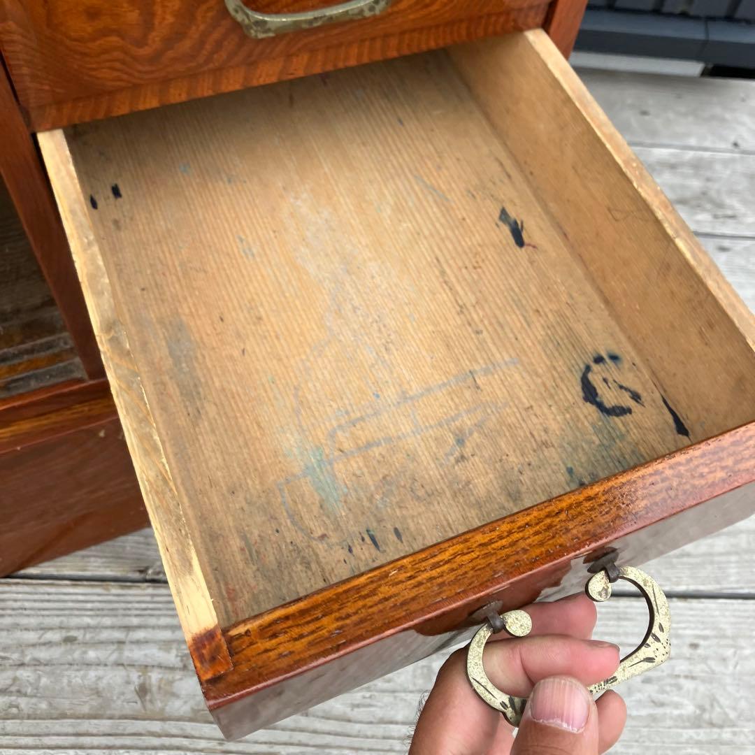 昭和レトロ 無垢材 茶棚 茶箪笥 ガラス戸 サイドボード 古家具 古民家 古道具