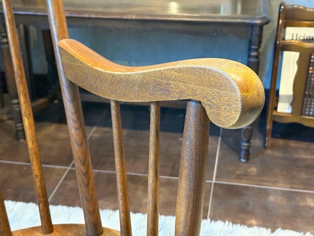 ①飛騨産業 キツツキマーク ロッキングチェア ダイニングチェア ビンテージ nG