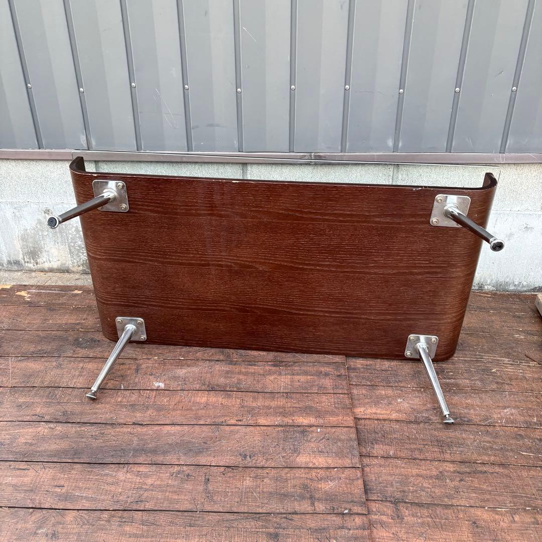 北欧レトロ ガラストップ ローテーブル ガラステーブル センターテーブル 曲げ木