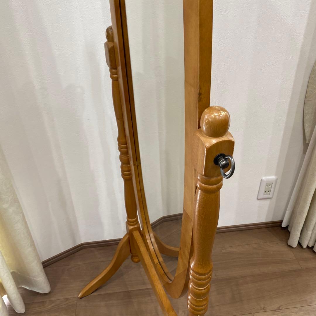 アンティーク オーバル型 木製全身鏡 スタンドミラー 脚付き 大型鏡 ビンテージ