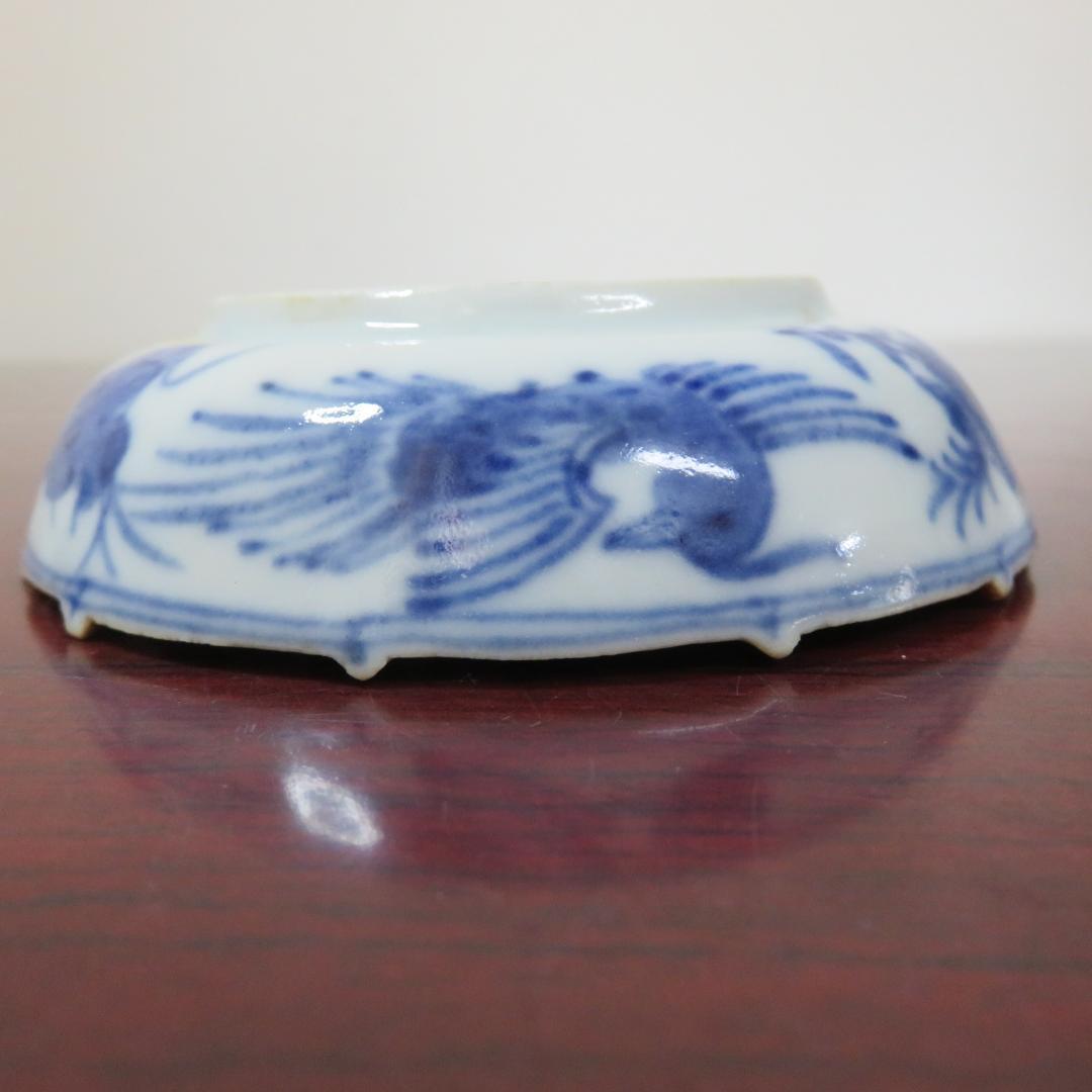 小皿 6枚 染付 丸窓 変わり縁 松竹梅 角福 人物 美品