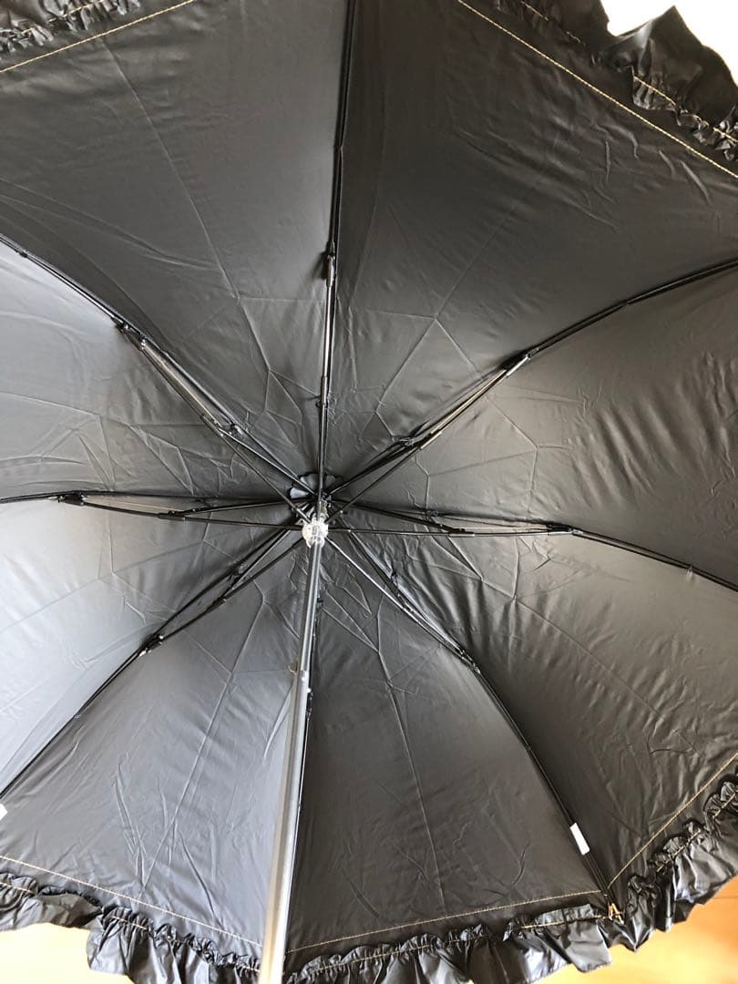 新品　Mila Schon 晴雨兼用傘　折りたたみ日傘　フリル 黒　ブラック