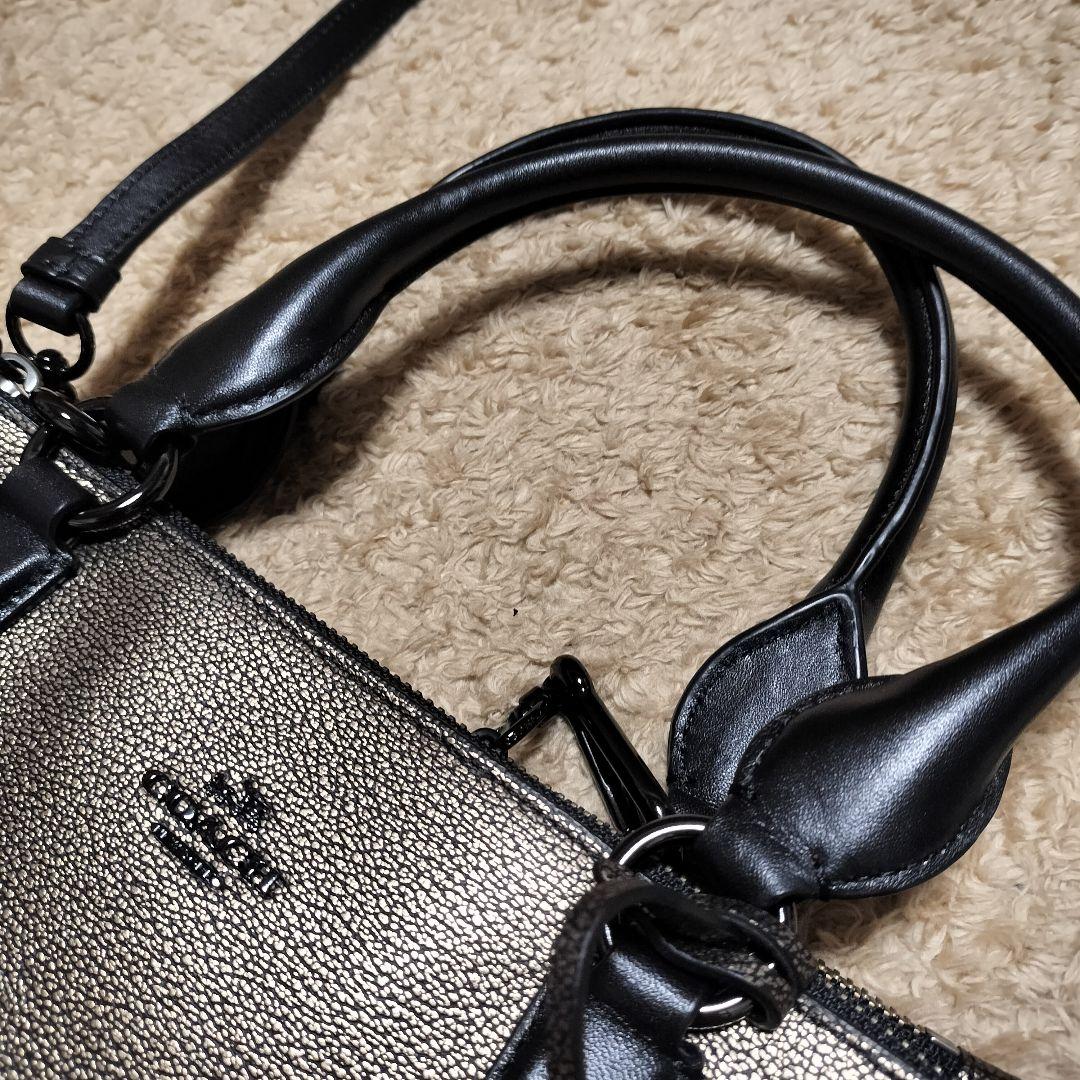 【美品】COACH コーチ ハンドバッグ ショルダー メタリックゴールド