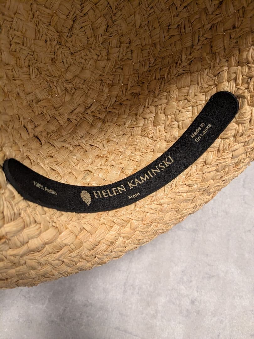 美品 ヘレンカミンスキー クラシック5 リボン ラフィアハット 麦わら帽子