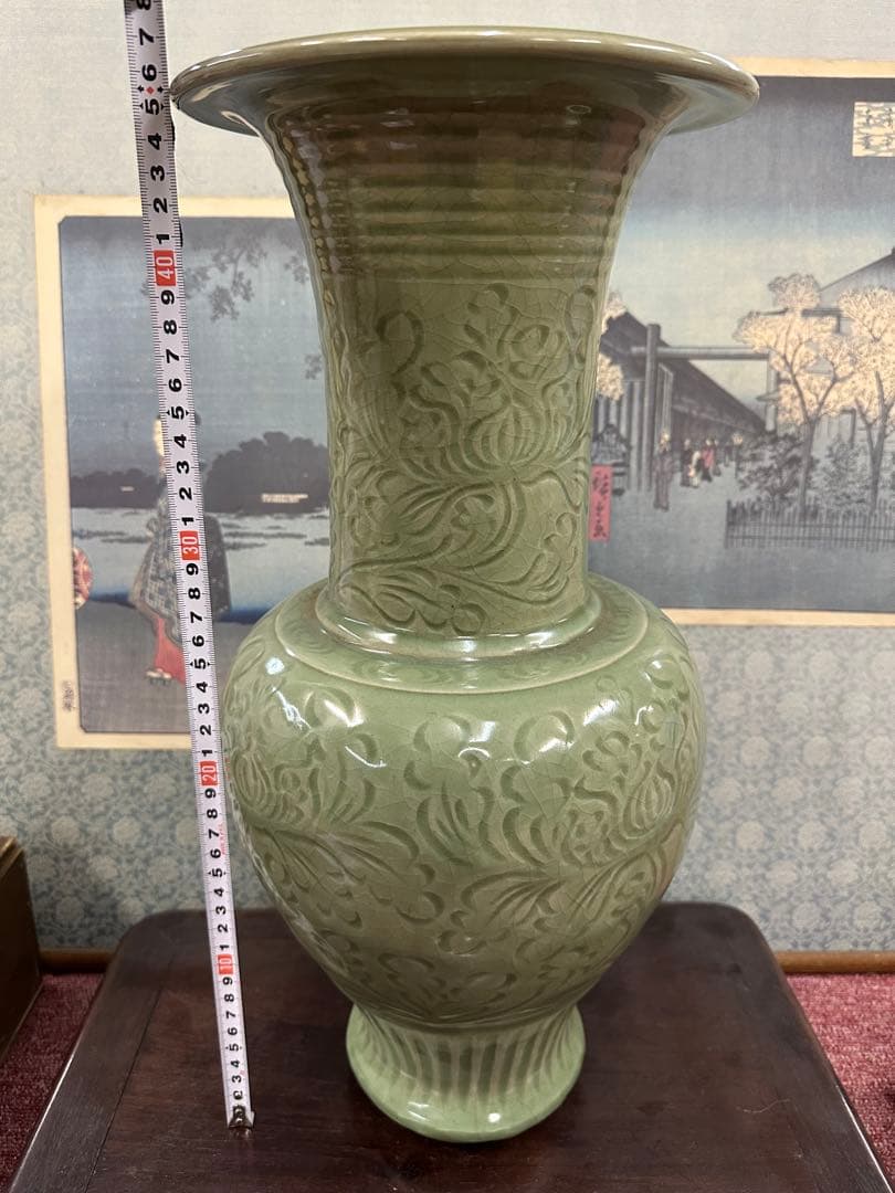 龍泉窑大瓶 置物 中国古美術