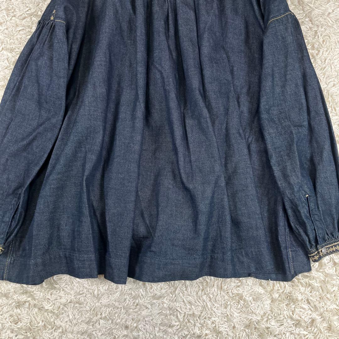 45R プチデニムのスモックブラウス デニム トップス FREE SIZE