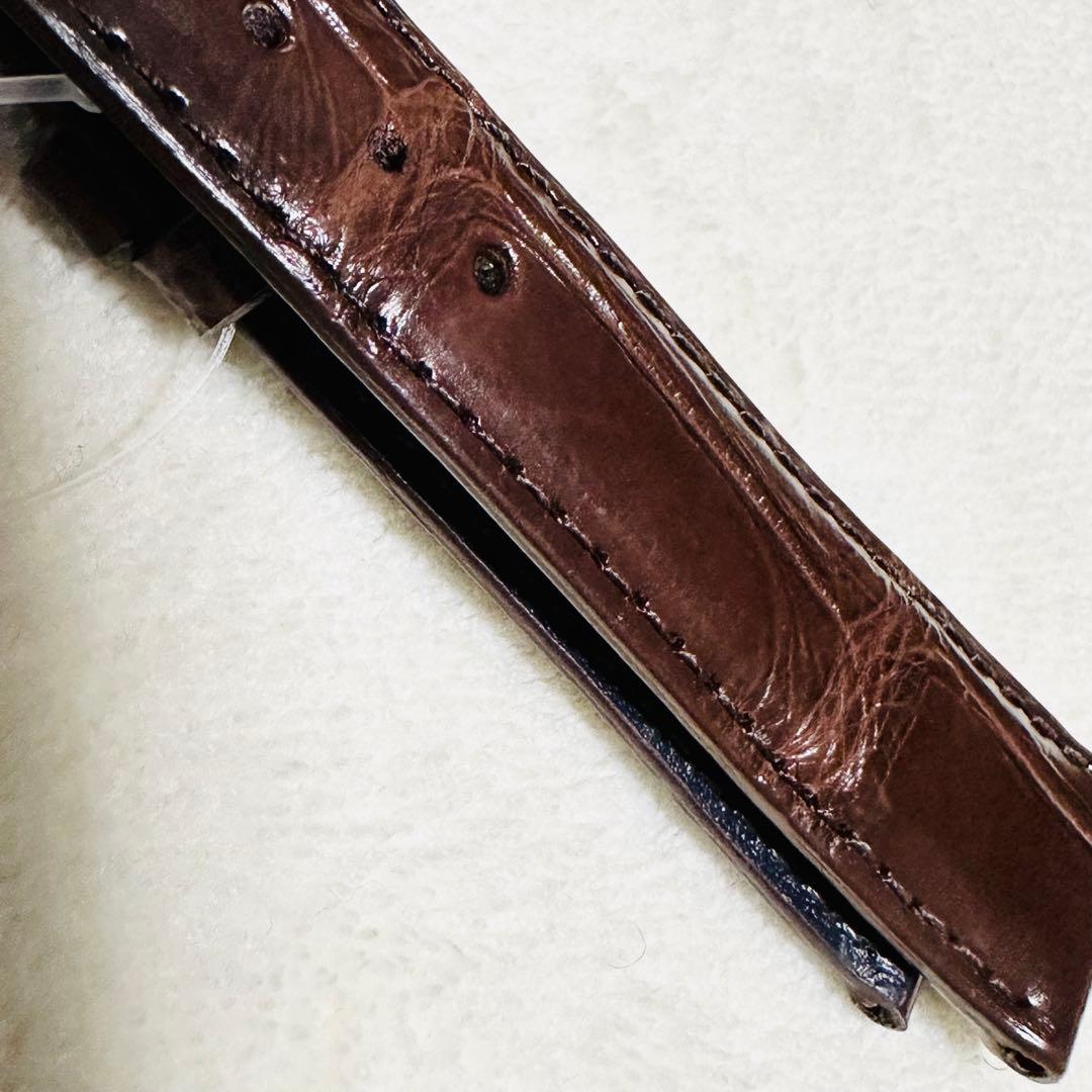 2422#19mm-16mmダークブラウン★本物クロコダイル腕時計用ベルト