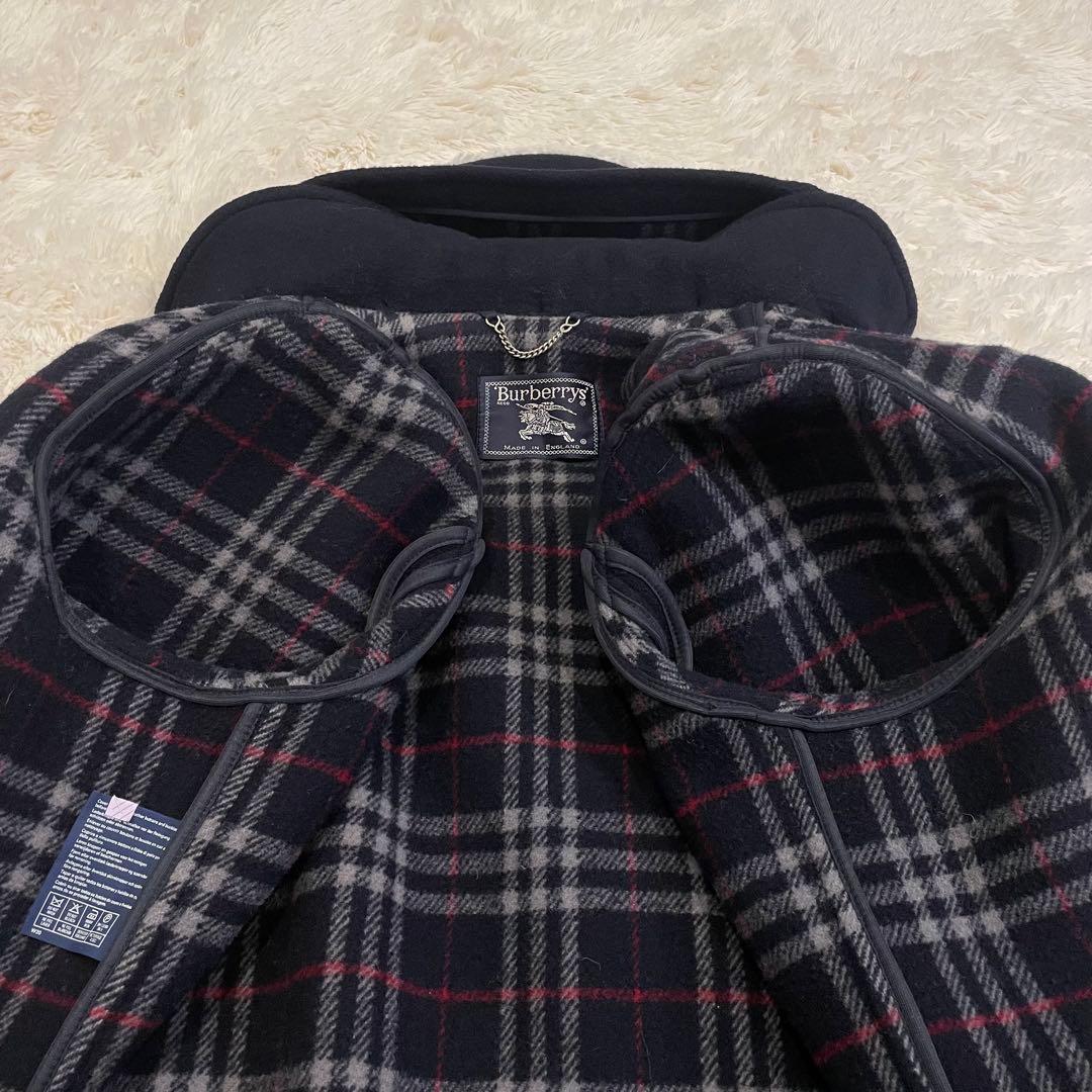BURBERRYS ダッフルコート ネイビー ノバチェック ウール 英国製