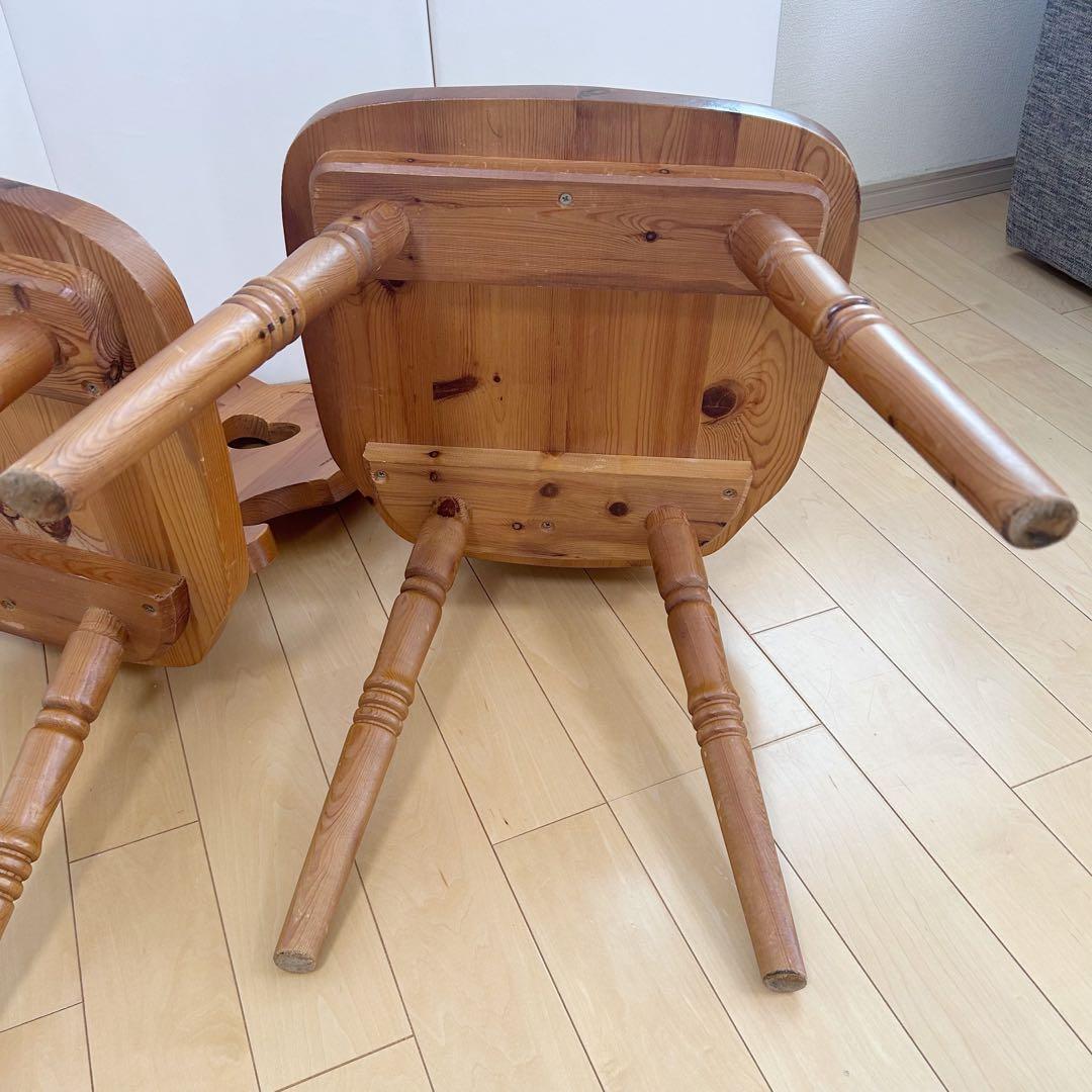 木の温もり　カントリー　ウッドチェア　ダイニング　2脚セット ハート形