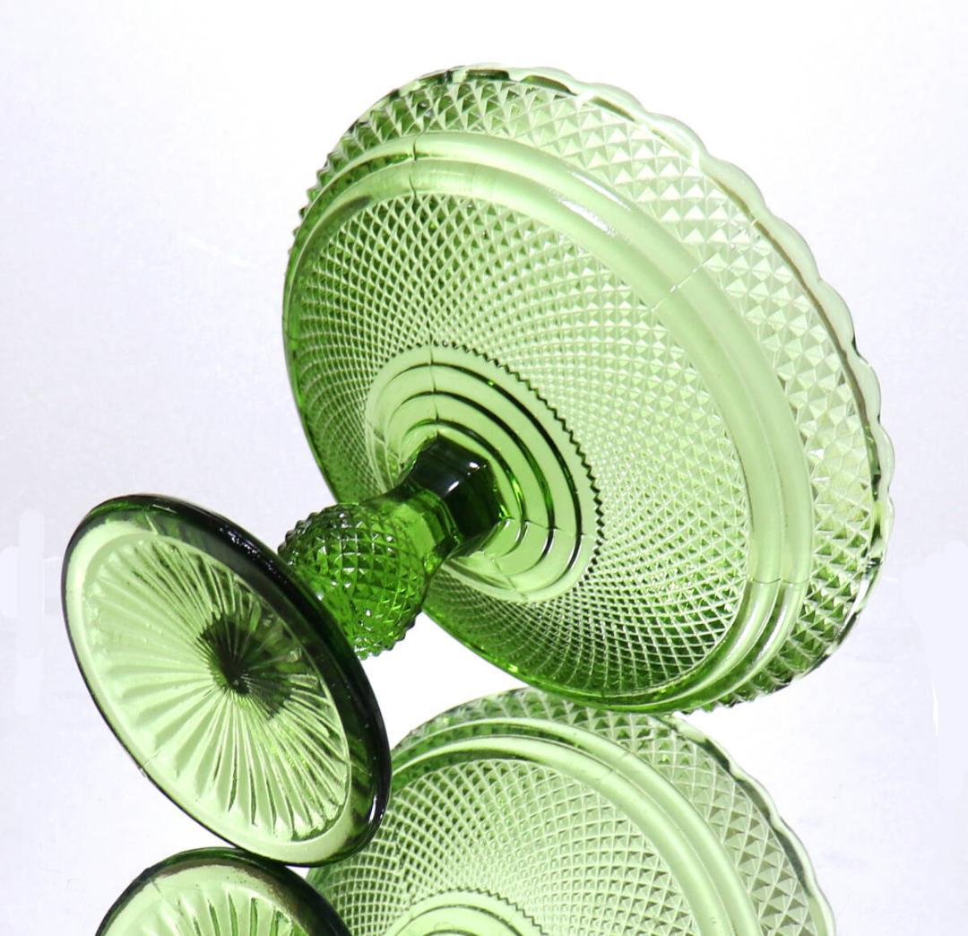 オールド・バカラ レアカラー薄緑1.9kg23cm 特大切子コンポートディアマン