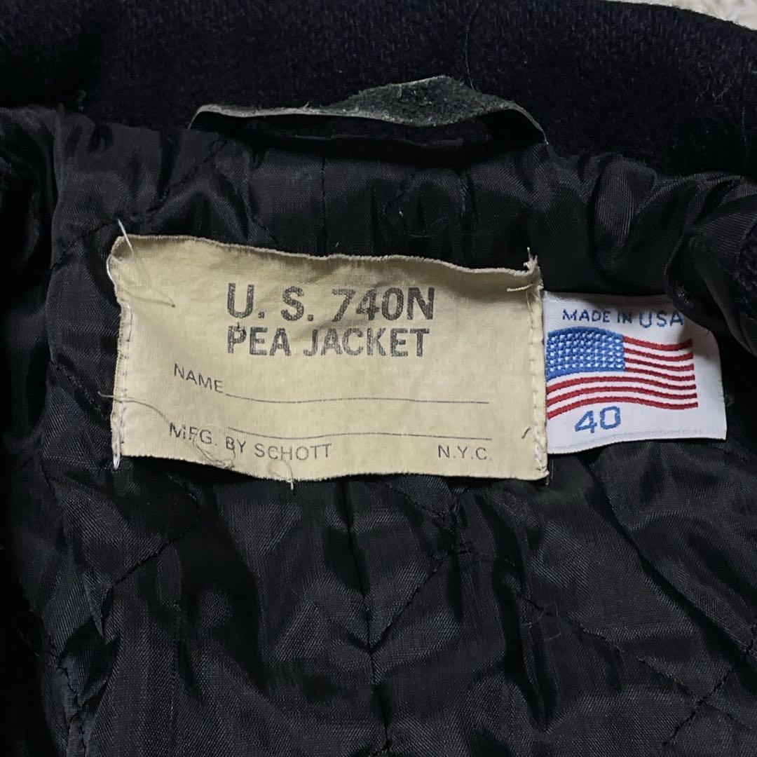 【USA製】SCHOOT Pコート メンズ ウール ブラック 740N