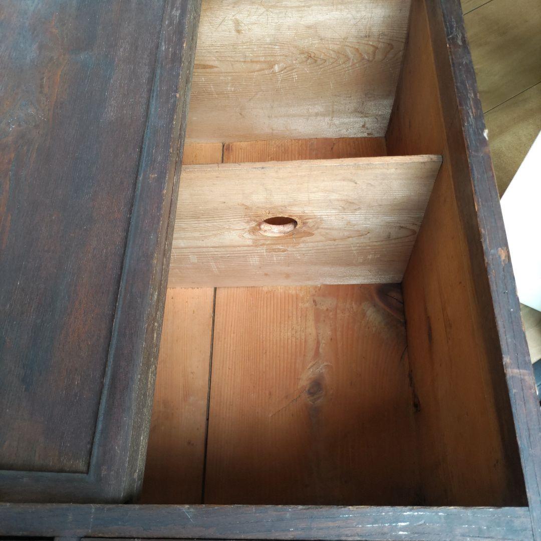 大正昭和　木製引き戸収納キャビネット　古民家　古本雑貨　アンティーク抽斗家具