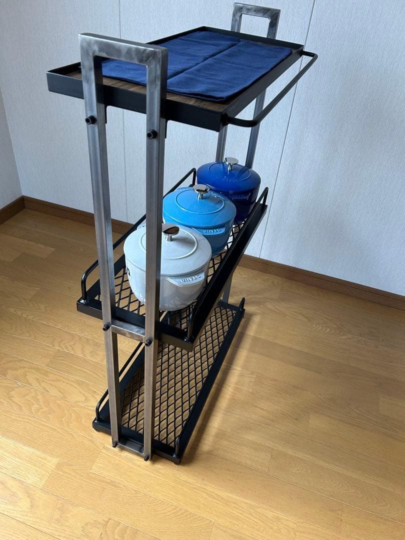 キッチン3段シェルフ　スタイリッシュ　オシャレ　アイアン家具