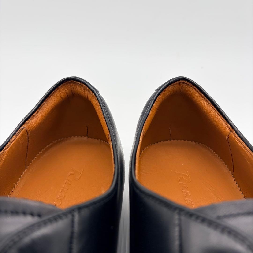 【展示品】アシックスランウォーク プレーントゥ 27cm ブラック 外羽根 革靴