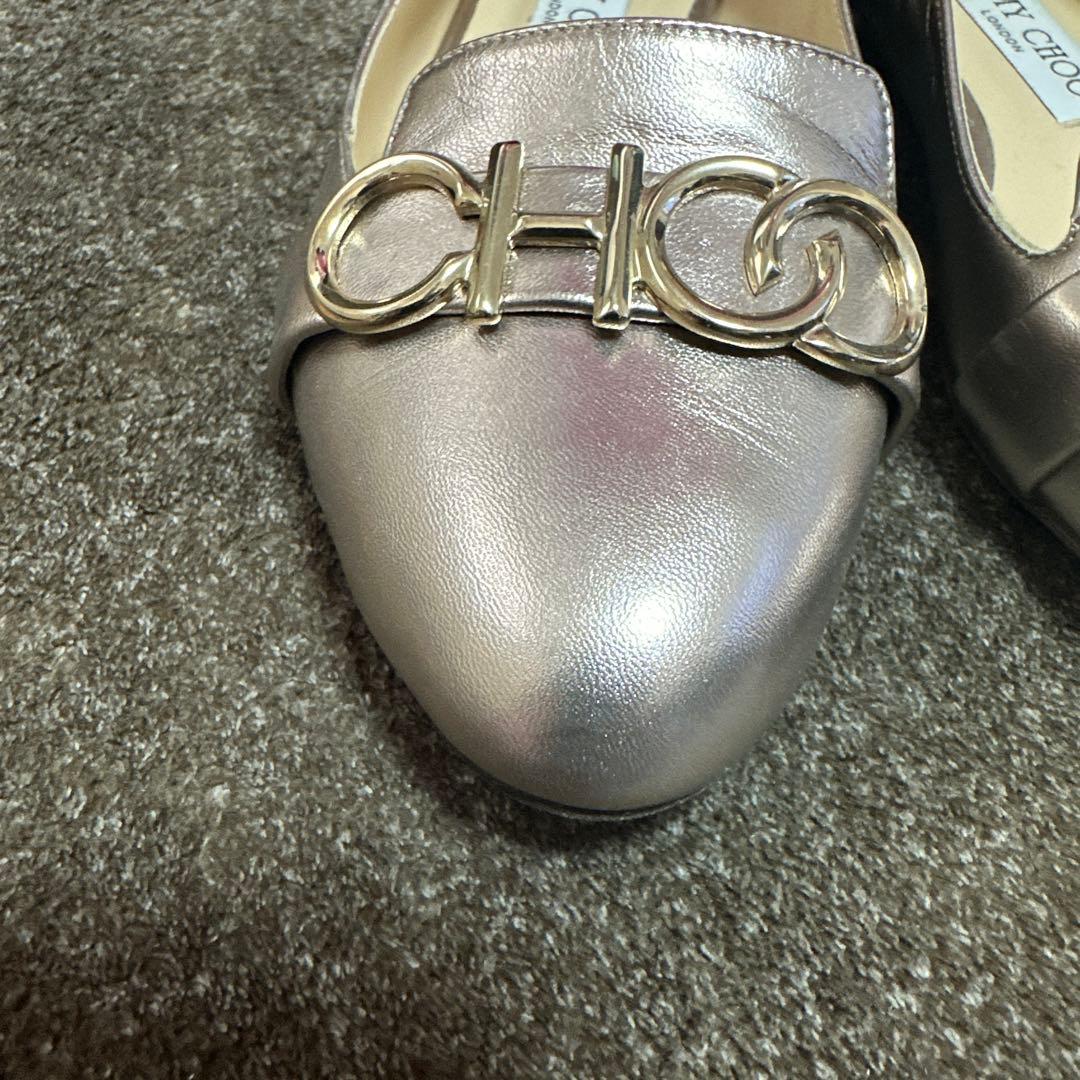 JIMMY CHOO シルバー フラットシューズ