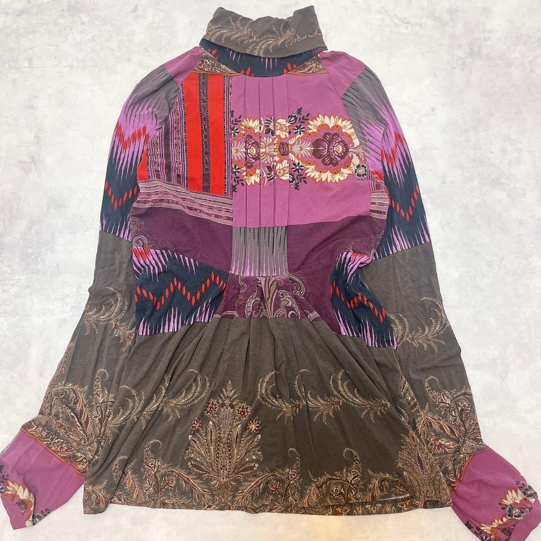 ETRO エトロ イタリア製 ペイズリー 総柄 タートルネック カットソー 46