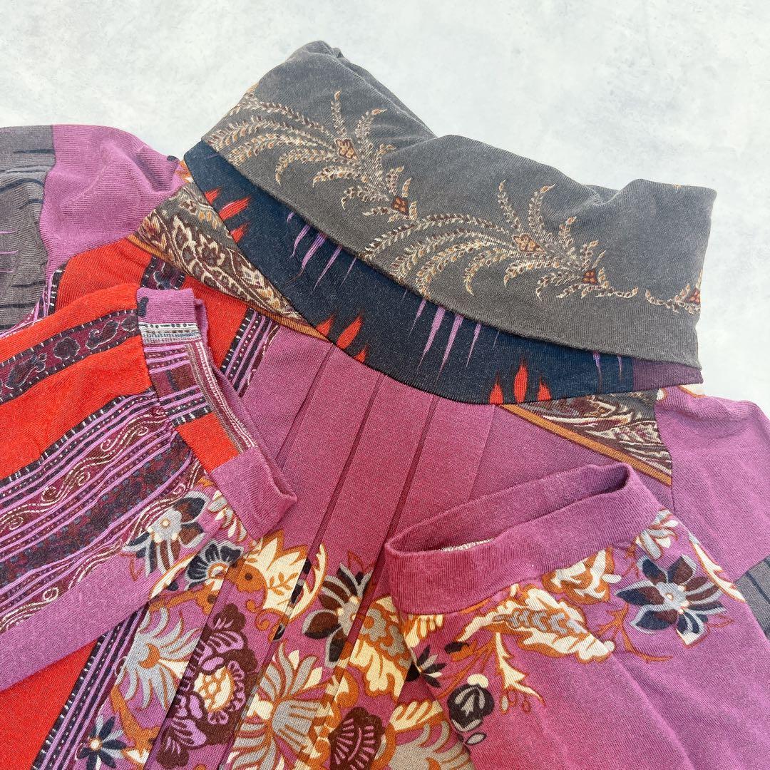 ETRO エトロ イタリア製 ペイズリー 総柄 タートルネック カットソー 46