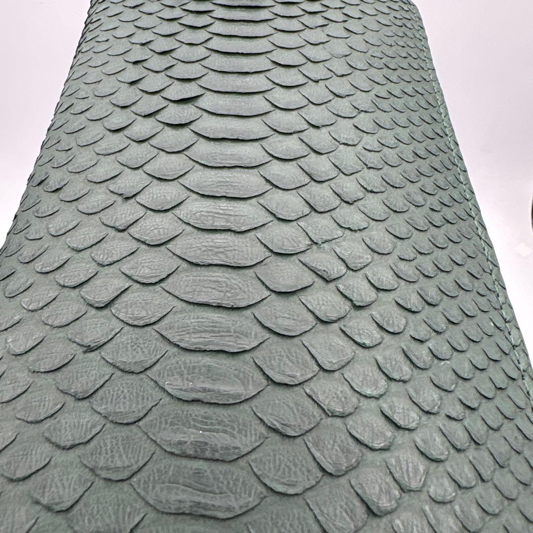 深緑　パイソン財布　蛇革　パイソン　長財布　グリーン　緑　上質タイプ