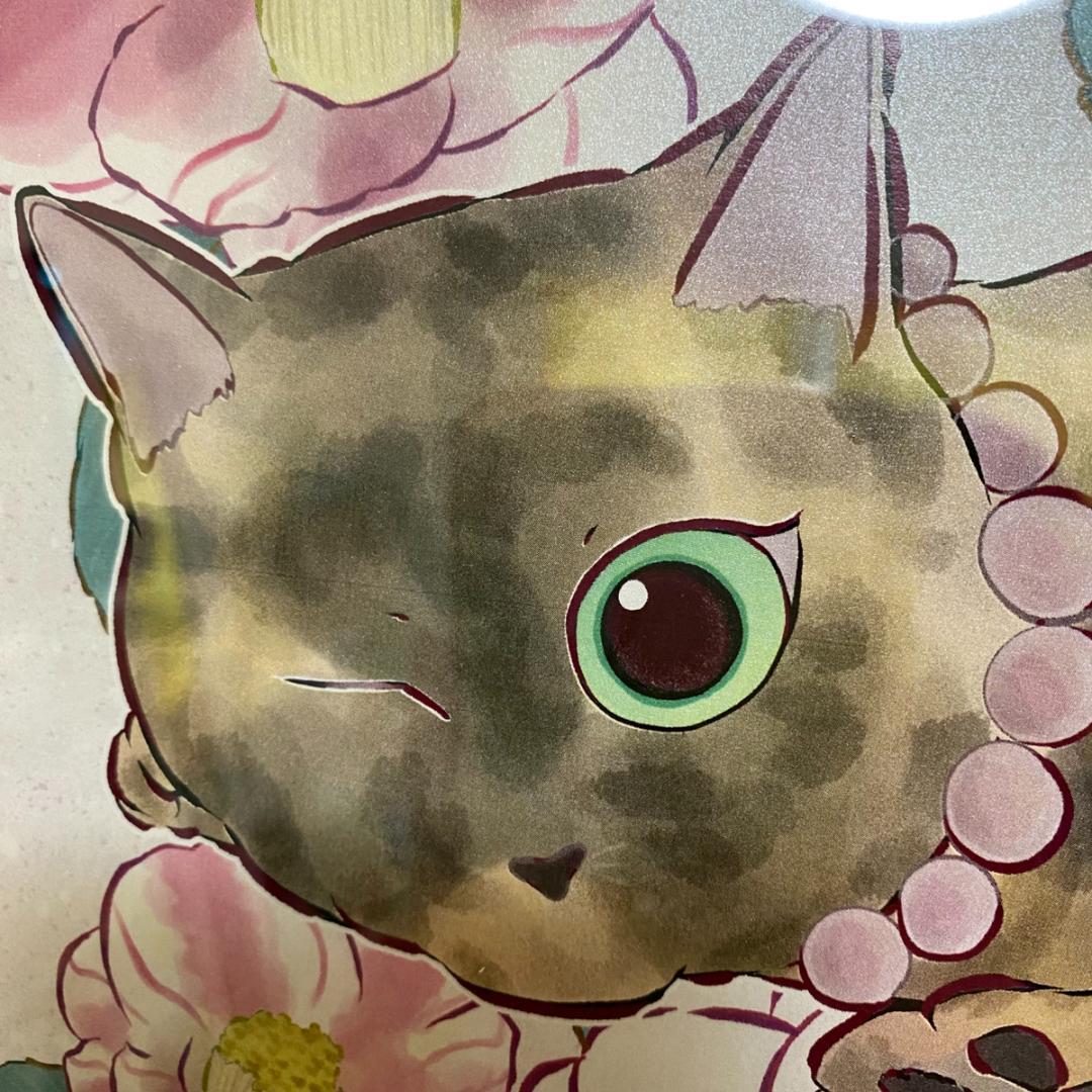 【絵画】『サビ猫と椿』ねこイラストレーターあきみ