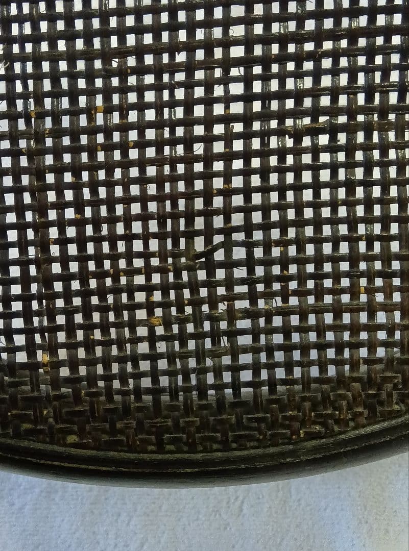 ラタン　サイドテーブル　ガラステーブル　籐　黒色　丸テーブル　センターテーブル