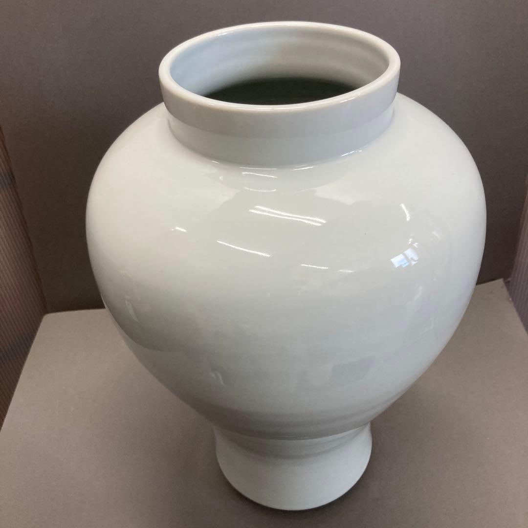 華道道具　花入　白磁長壺　共箱　S319SNT