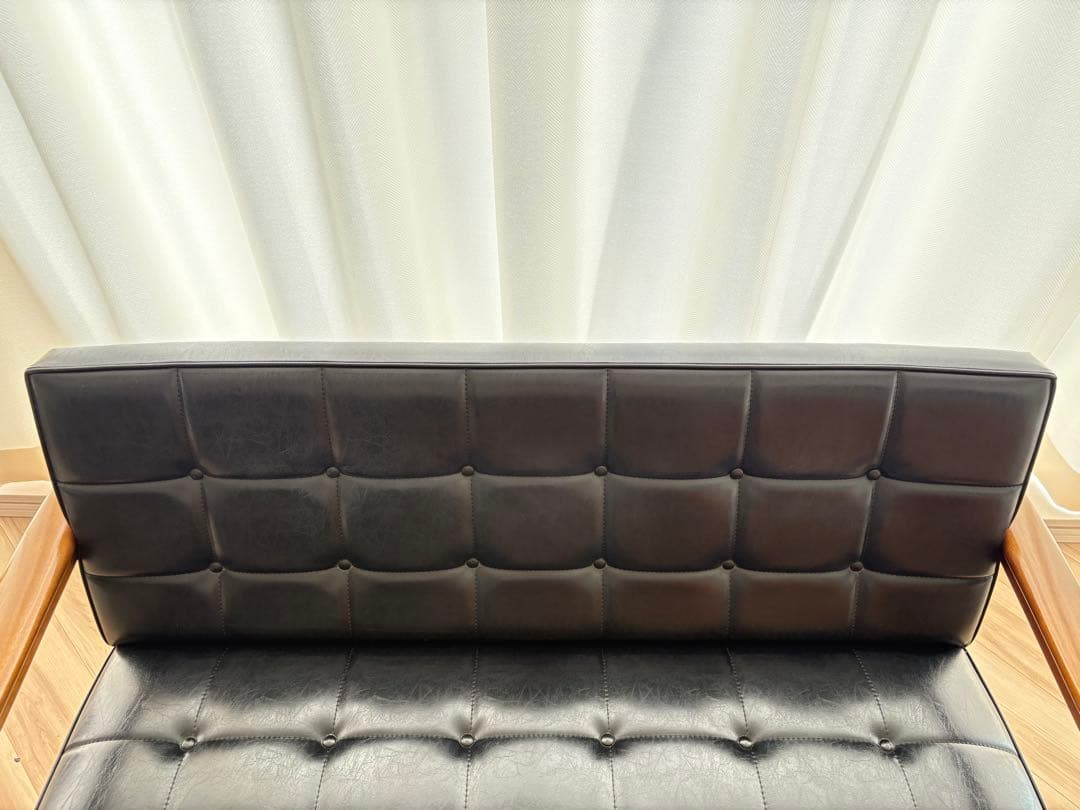 カリモク60 Kチェア ソファ 2人掛け スタンダードブラック 合成皮革