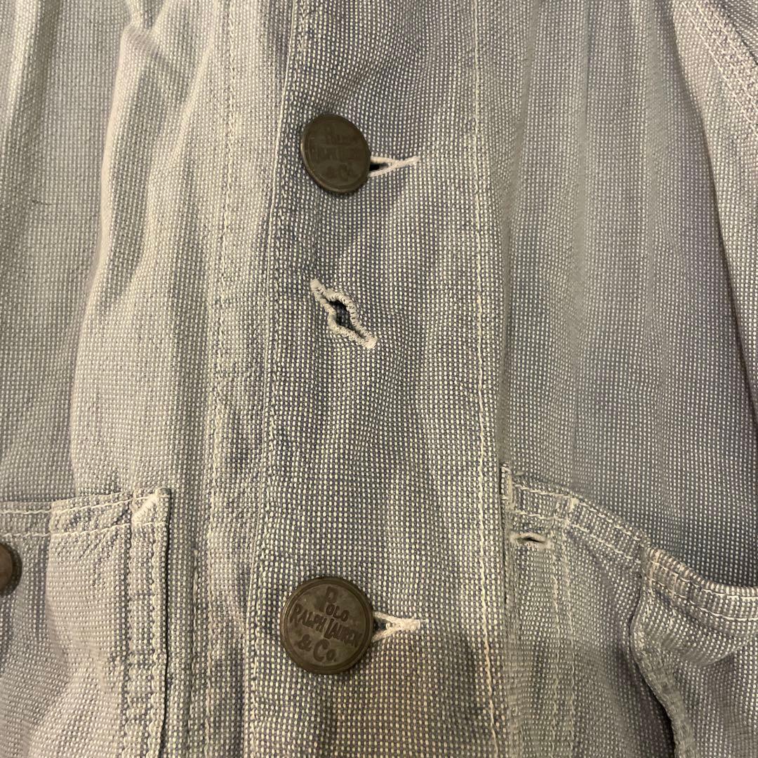 90sラルフローレン カバーオール　ダメージ加工　チェンジボタン　ヴィンテージ