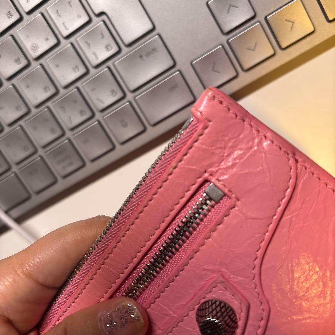 usedバレンシアガ　財布　カードケース　現行品ピンク