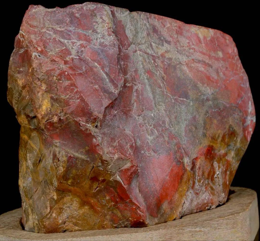 佐渡 赤玉石 黄色 赤石 ジャスパ一 台座付 2kg 水石 盆石 鑑賞石 天然石