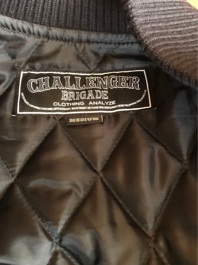 チャレンジャー　CHALLENGER ウールスタジャン　刺繍　ブラック　黒