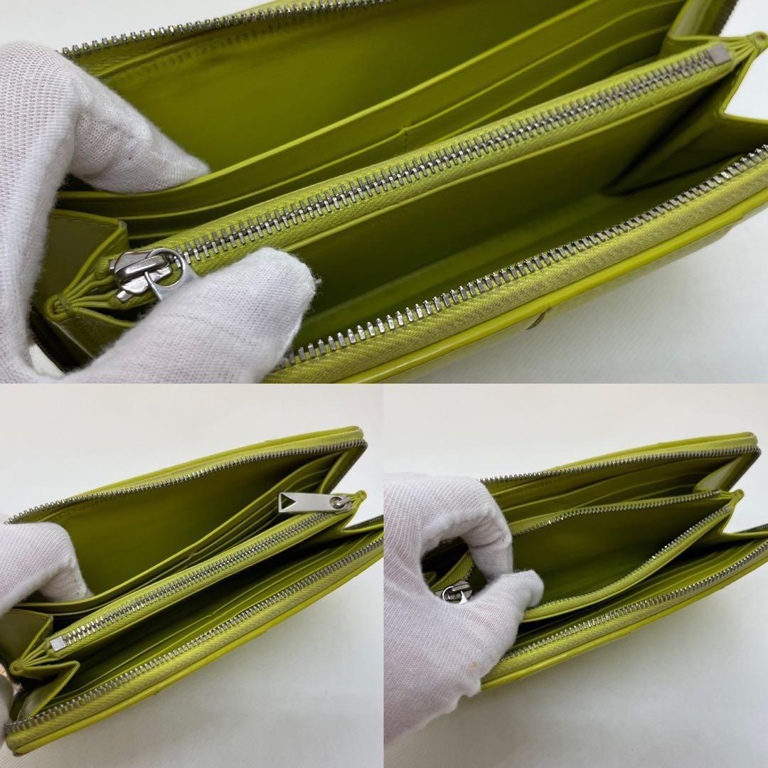 【訳あり美品】ボッテガヴェネタ マキシイントレチャート 長財布 ジップ 小銭入れ