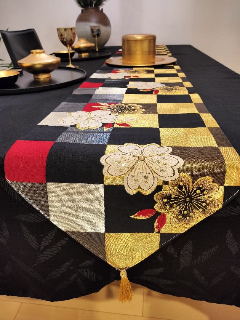 A644★逸品‼️豪華刺繍‼️ひな祭り‼️袋帯正絹テーブルランナー2m16cm