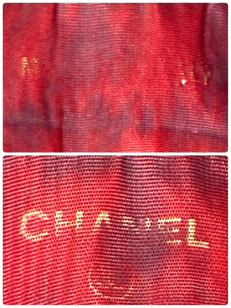 シャネル　キャビアスキン　ココマーク　ポーチ　ケース　カードケース　レッド