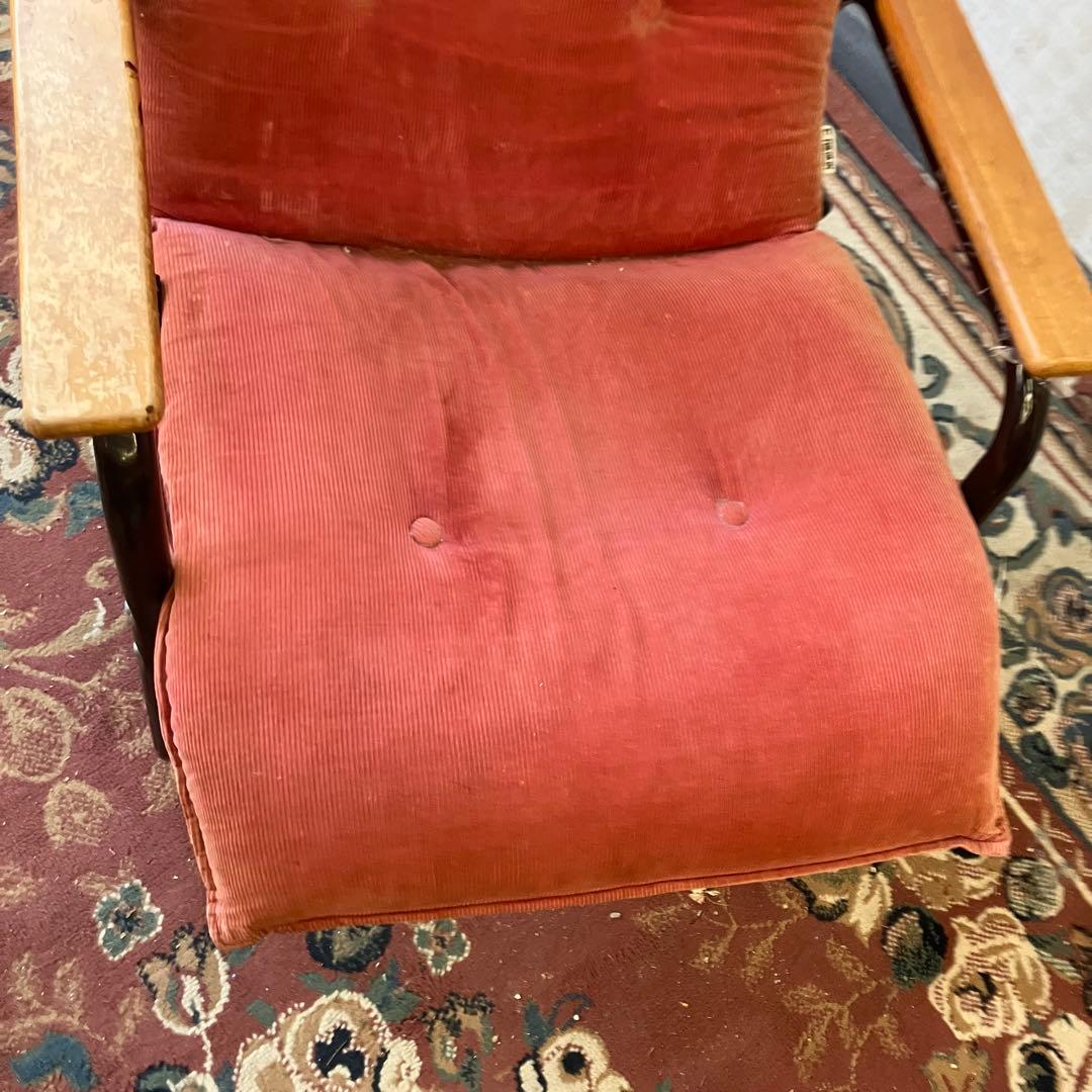 北欧レトロ フクキン ベロアリクライニングチェア アームチェア オットマン付き