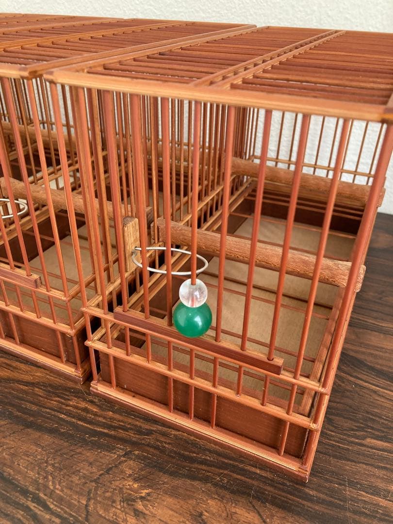 新品未使用品　竹細工　メジロ籠　鳥籠　屋久杉　寝かせ箱　セット