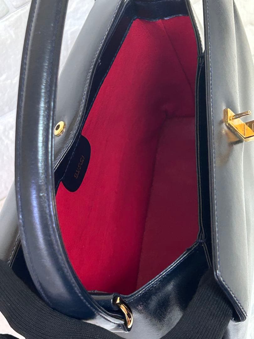 GUCCI カーフハンドバッグ　濃紺