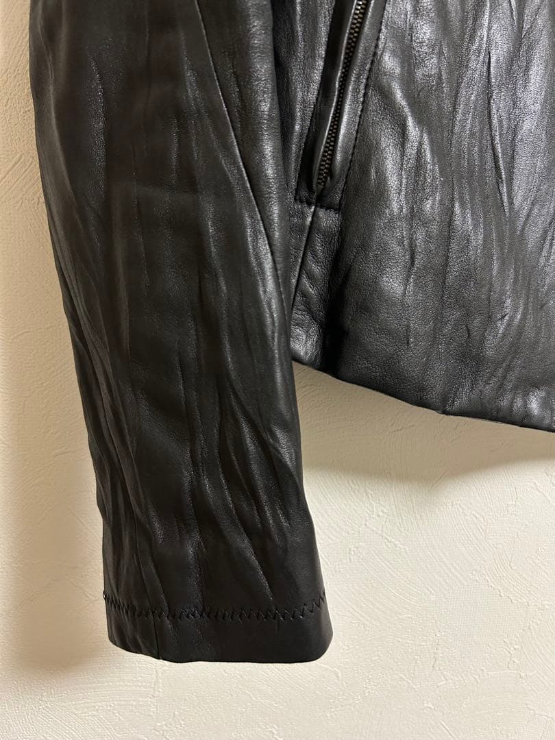 bajra ノーカラーレザージャケット ラムレザー