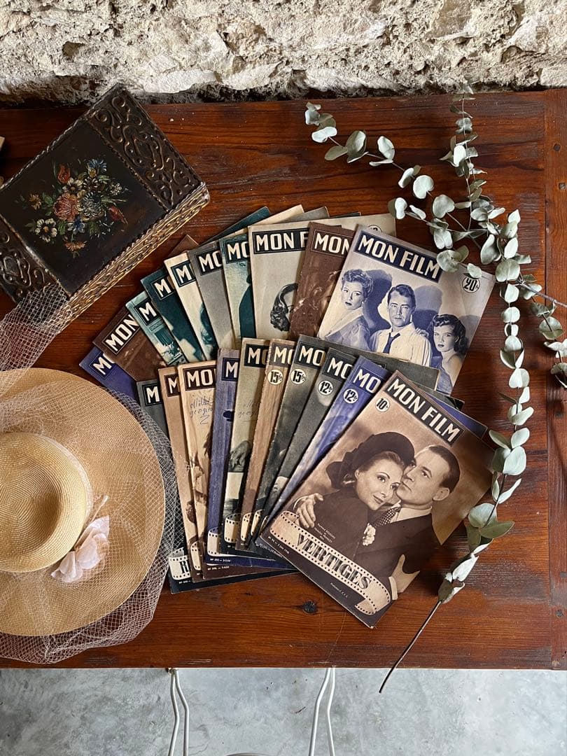 ◆フランスアンティークA希少映画シネマ雑誌monfilm紙スター俳優女優パンフ
