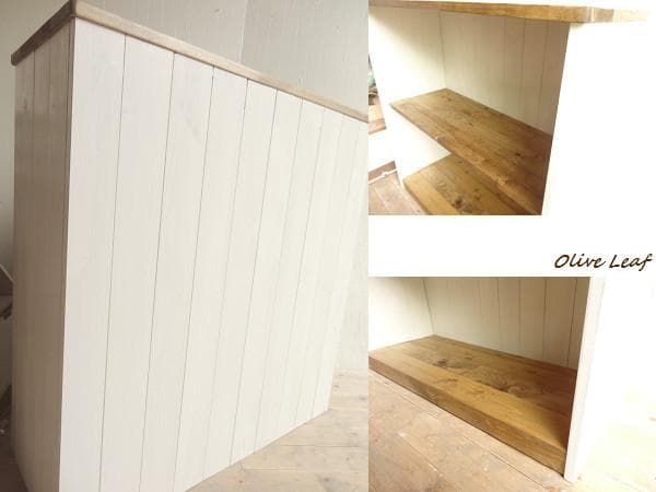 サイズ、デザインオーダー可！カウンターテーブルシャビーホワイト無垢材●受注製作