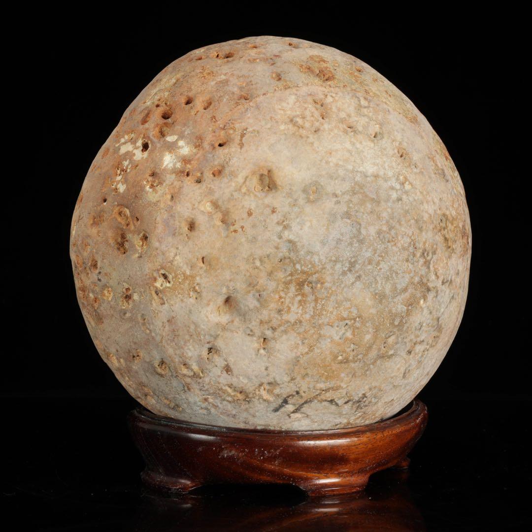 大型 多孔質 景石 火山岩系 5.8kg 台座付 自然石 鑑賞石 盆石 盆景