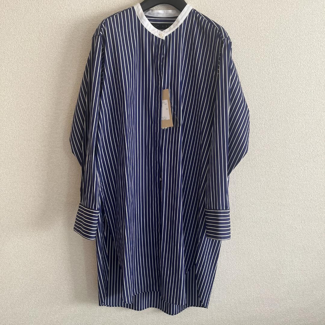 Curensology カレンソロジー ストライプロングシャツ ネイビー