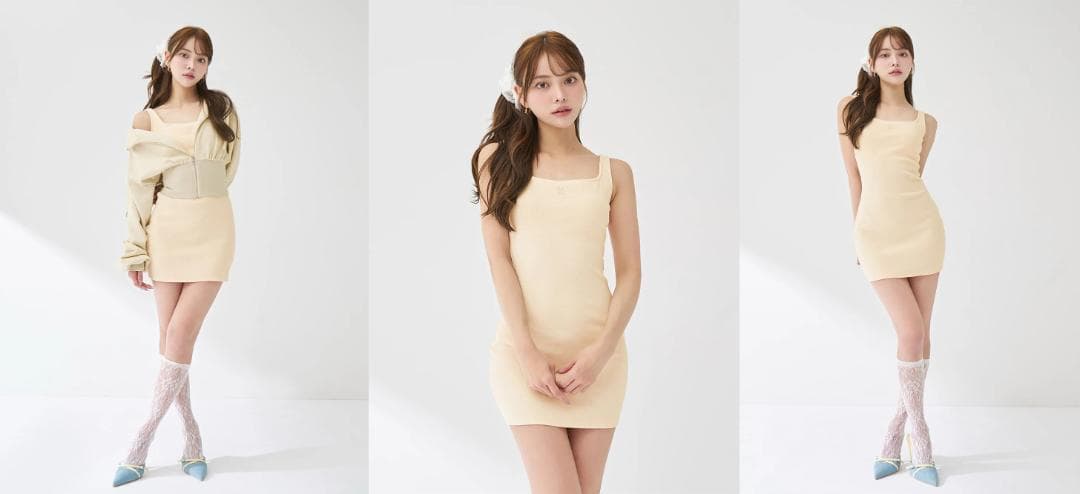 ダーリッチ darich シェイプリブカットミニワンピース ホワイト FL